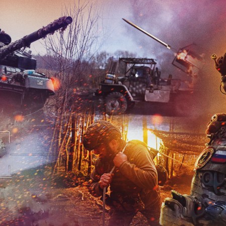 Collage of Russian weapons and soldiers in action
